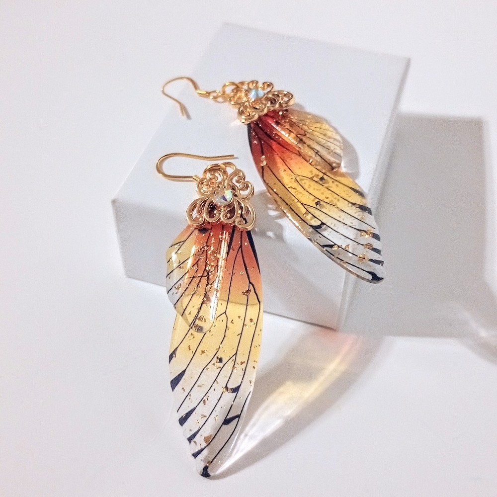 Handcrafted Gold Tone Butterfly Earrings